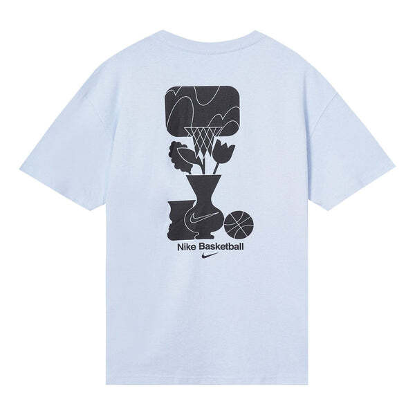 

Футболка Men's Nike Loose Pattern Alphabet Printing Round Neck Casual Loose Short Sleeve Light Sea Blue T-Shirt, мультиколор