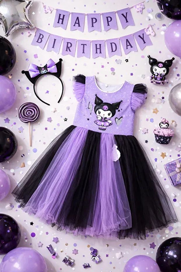 Детское платье для девочек с принтом Kuromi Crown Hn Sport, Purple — фото 4