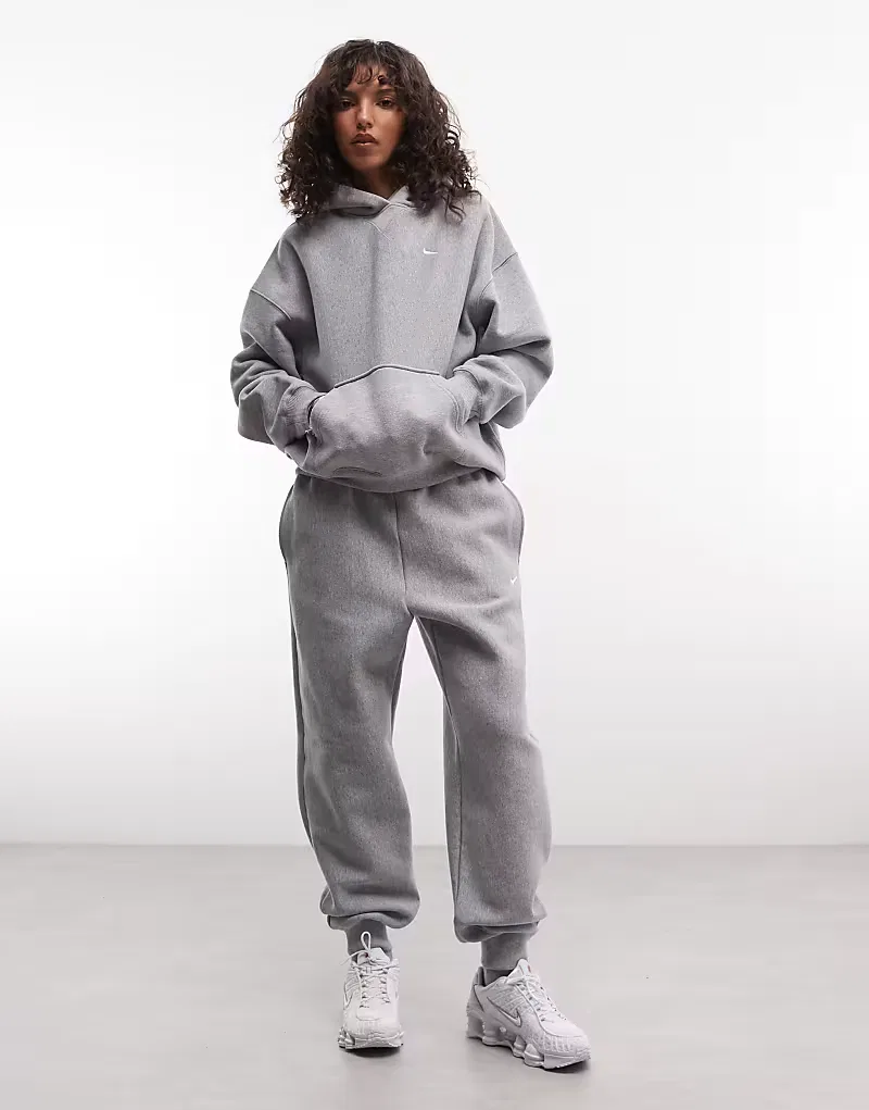 Толстовка Nike Studio Fleece из плотной флиса оверсайз темно-серый — фото 2