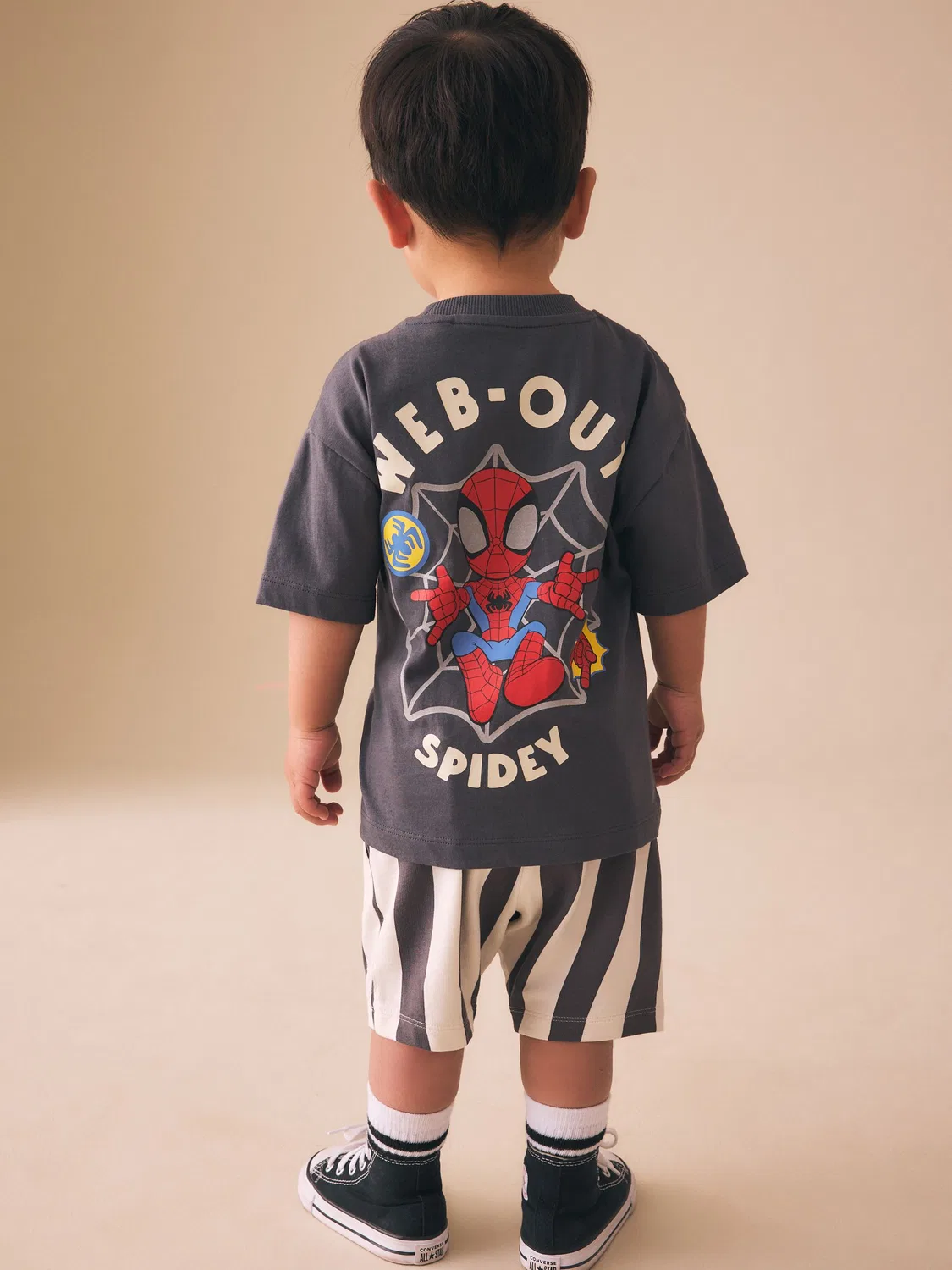 Комплект из футболки и шорт, Spider-Man Next, угольно-серый — фото 3