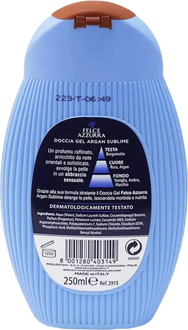Гель для душа Felce Azzurra Argan, 250 мл, 2 шт + брелок Beni Culinari