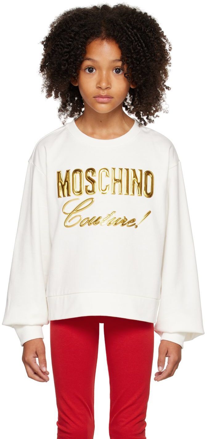 

Детская белая толстовка \Couture\"" Moschino, Белый, Детская белая толстовка \Couture\"" Moschino