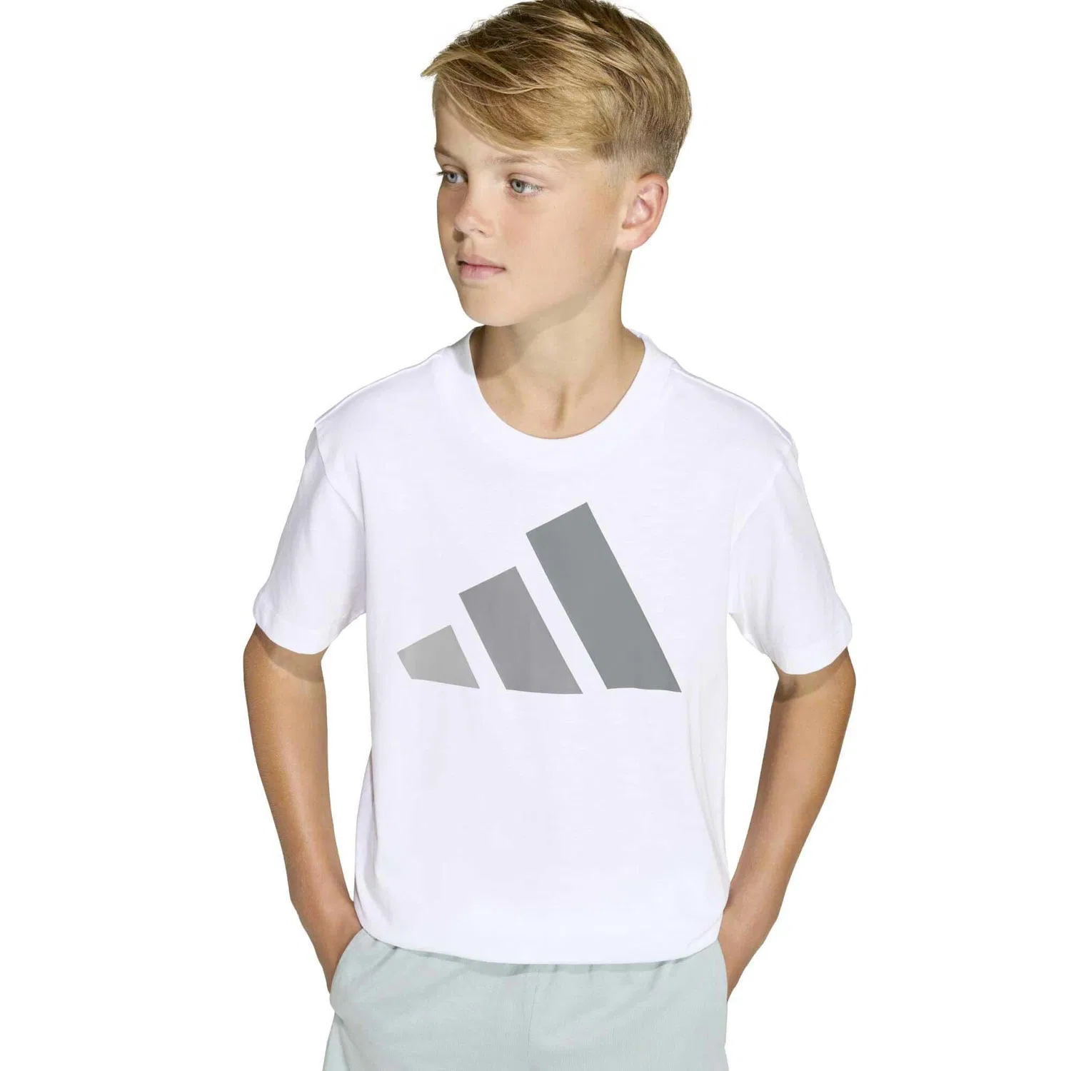 Детская хлопковая футболка Adidas Sport J Bl Tee 160, Weiss — фото 4
