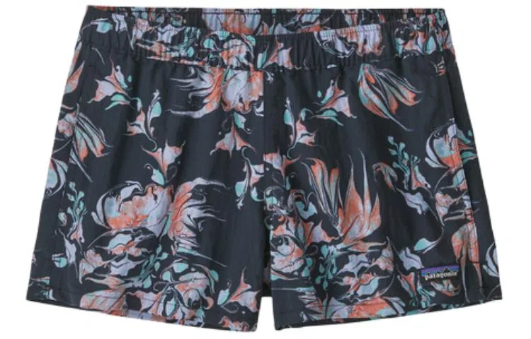 Женские шорты с принтом Patagonia Barely Baggies Beach Shorts, Swirl Potpourri Dark Blue/Swirl Floral Pitch Blue