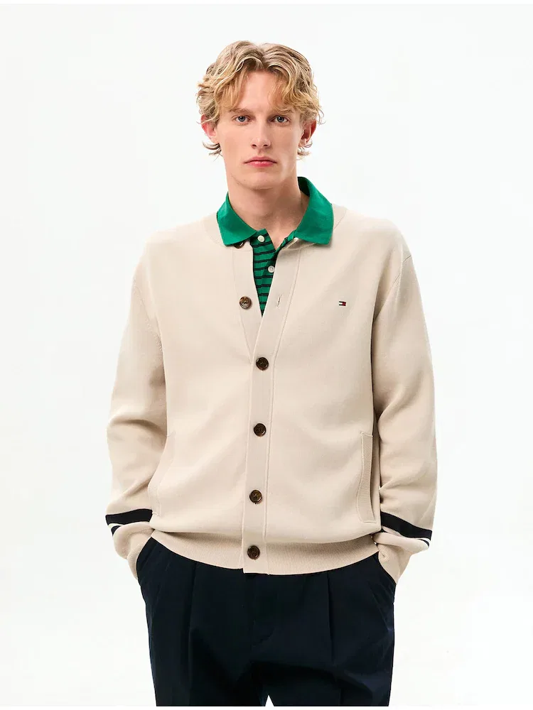 Кардиган классический с воротником-стойкой TOMMY HILFIGER, Ivory