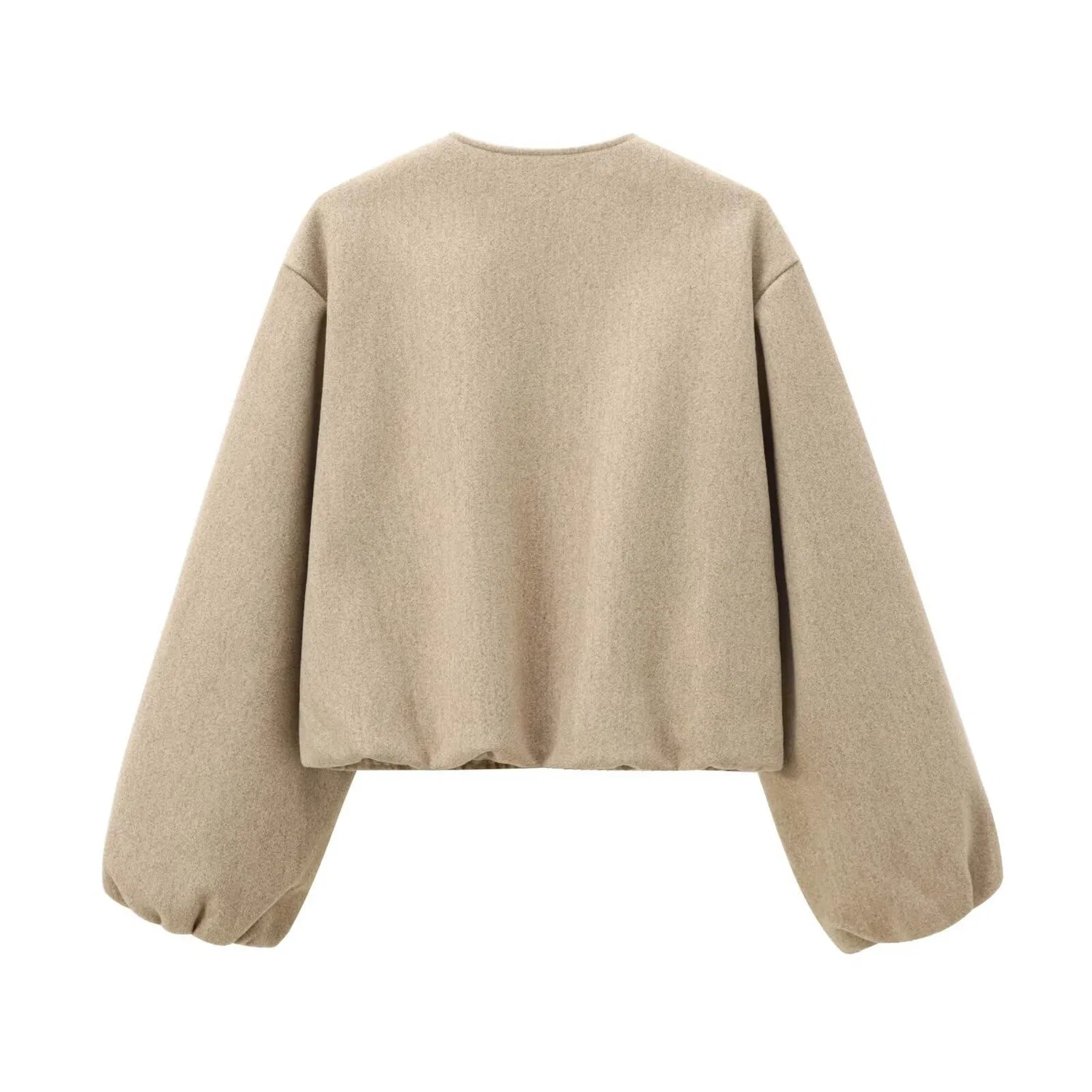 Женская куртка-бомбер с молнией и карманами, Khaki — фото 4