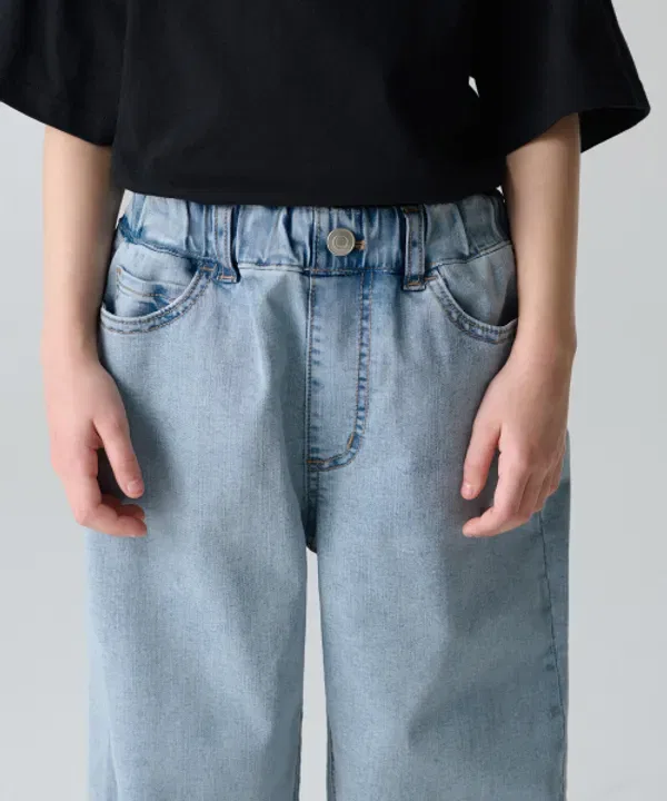 Джинсы широкие на резинке, Musinsa Standard Kids, light indigo — фото 4