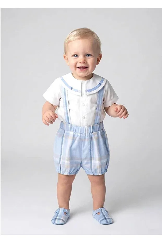Детские шорты для мальчиков хлопковые Organic Strappy Blue Plaid Spring Baby Boy Ozmoz By Mukadder Özden, Blue