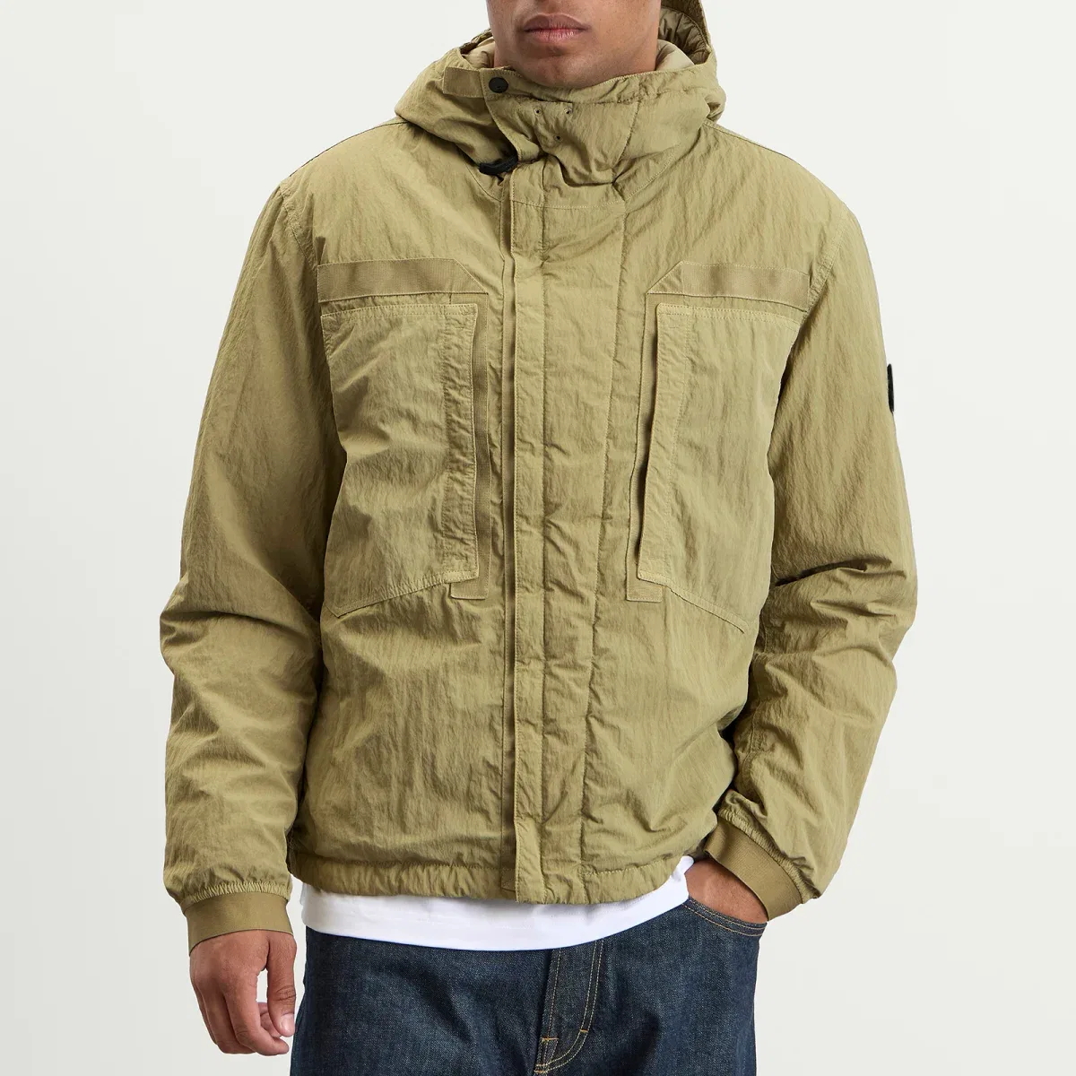 Куртка с капюшоном из ребристого нейлона Warp Rib Nylon-TC Stone Island, Laurel Green — фото 2