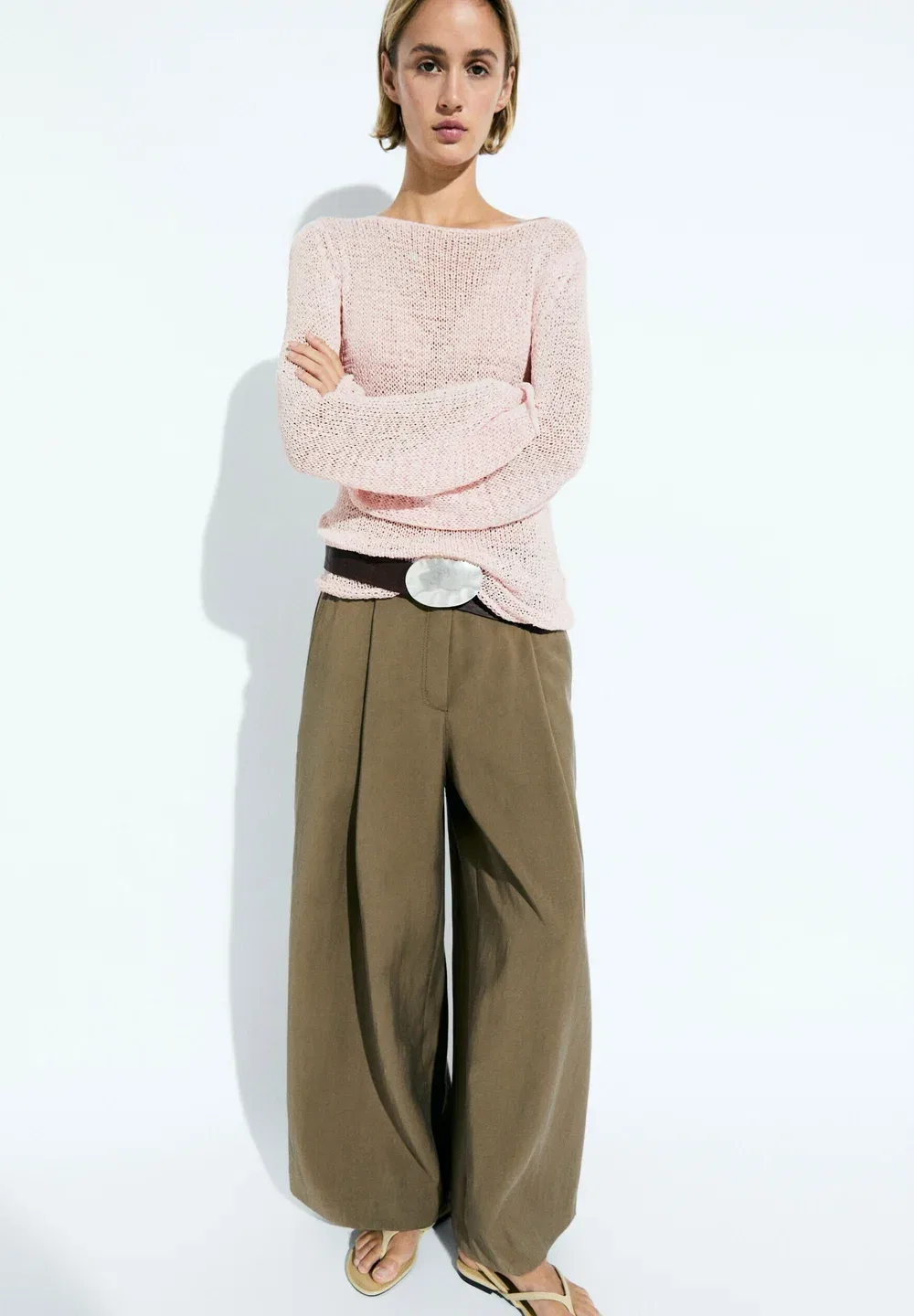 Вязаный свитер с вырезом-лодочкой Massimo Dutti, Pink — фото 2