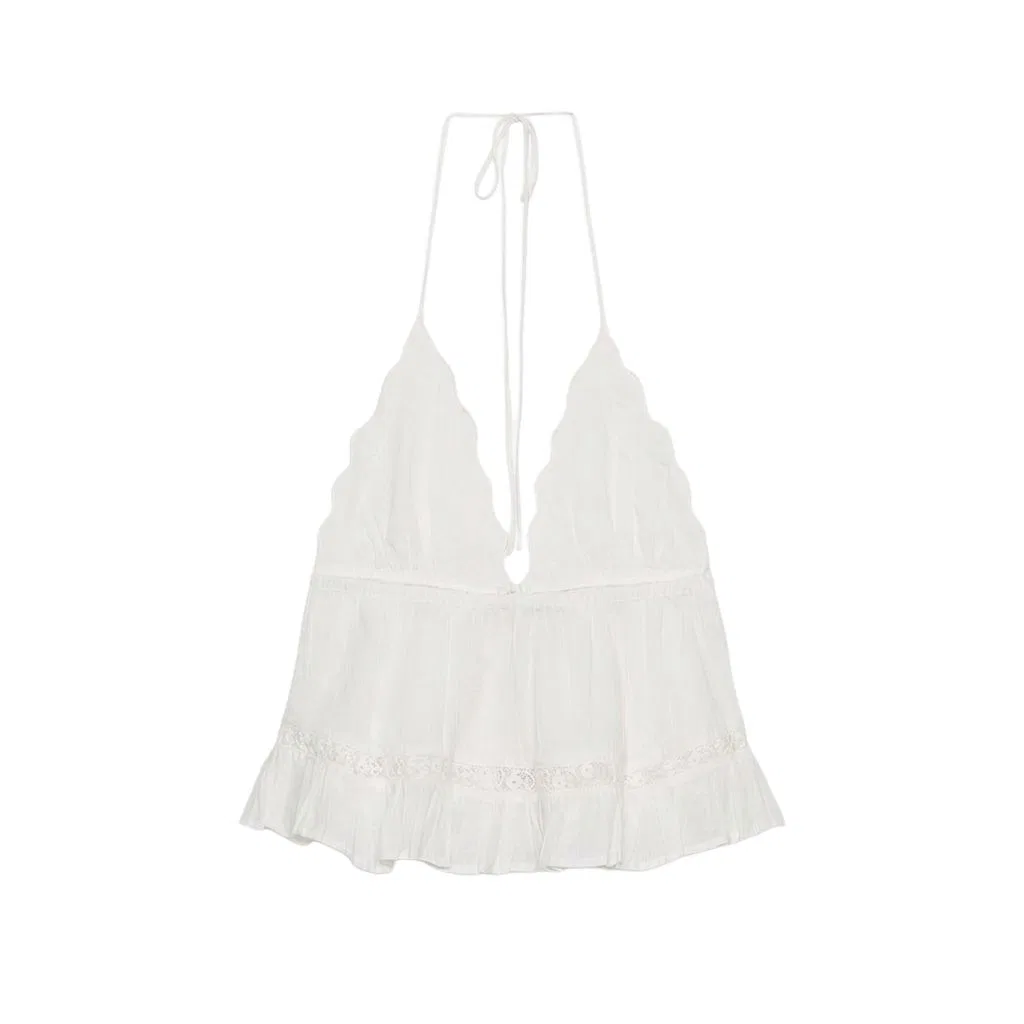 Женская майка на бретелях белая ZARA, White — фото 3