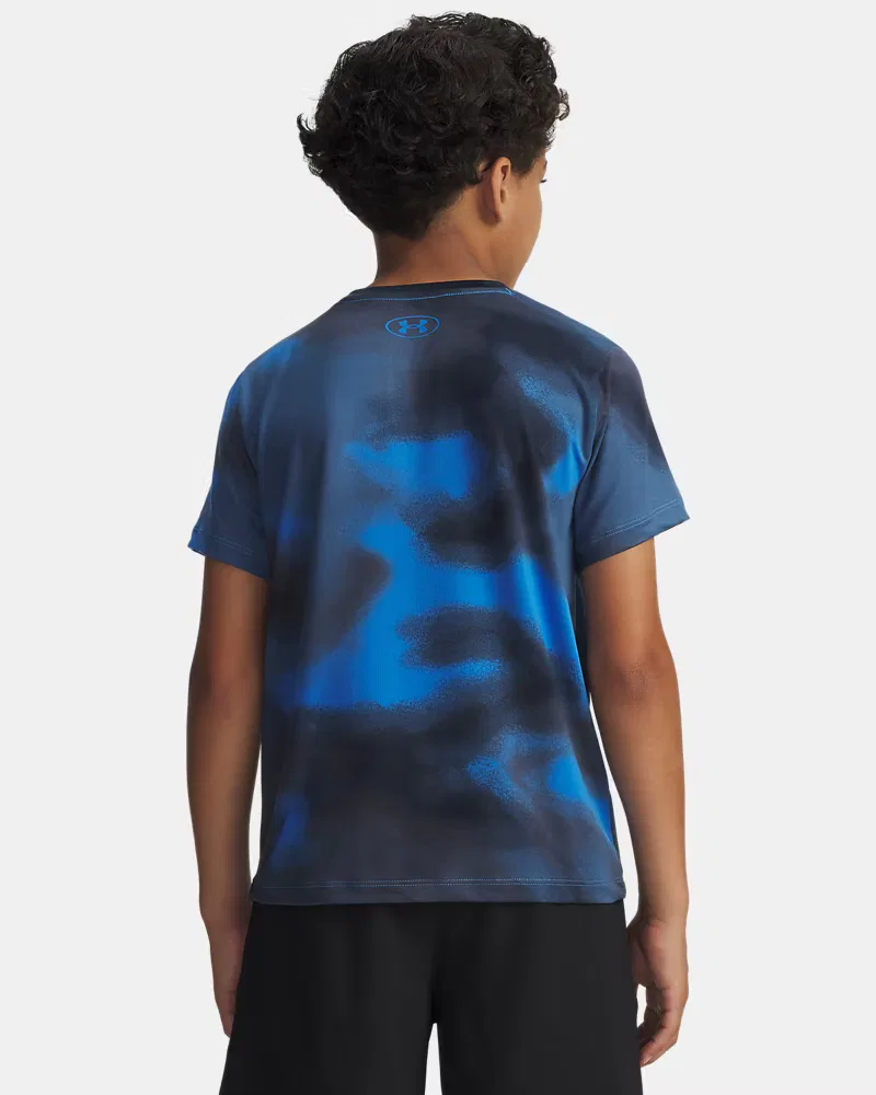 Футболка для мальчиков с коротким рукавом, быстросохнущая, UA Vanish Printed UnderArmour, Blue Atlantis — фото 2
