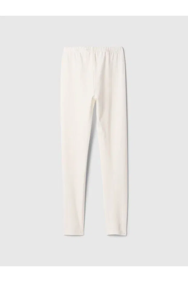 Детские леггинсы для девочек из хлопка с эластаном Gap, Off White-001 — фото 2