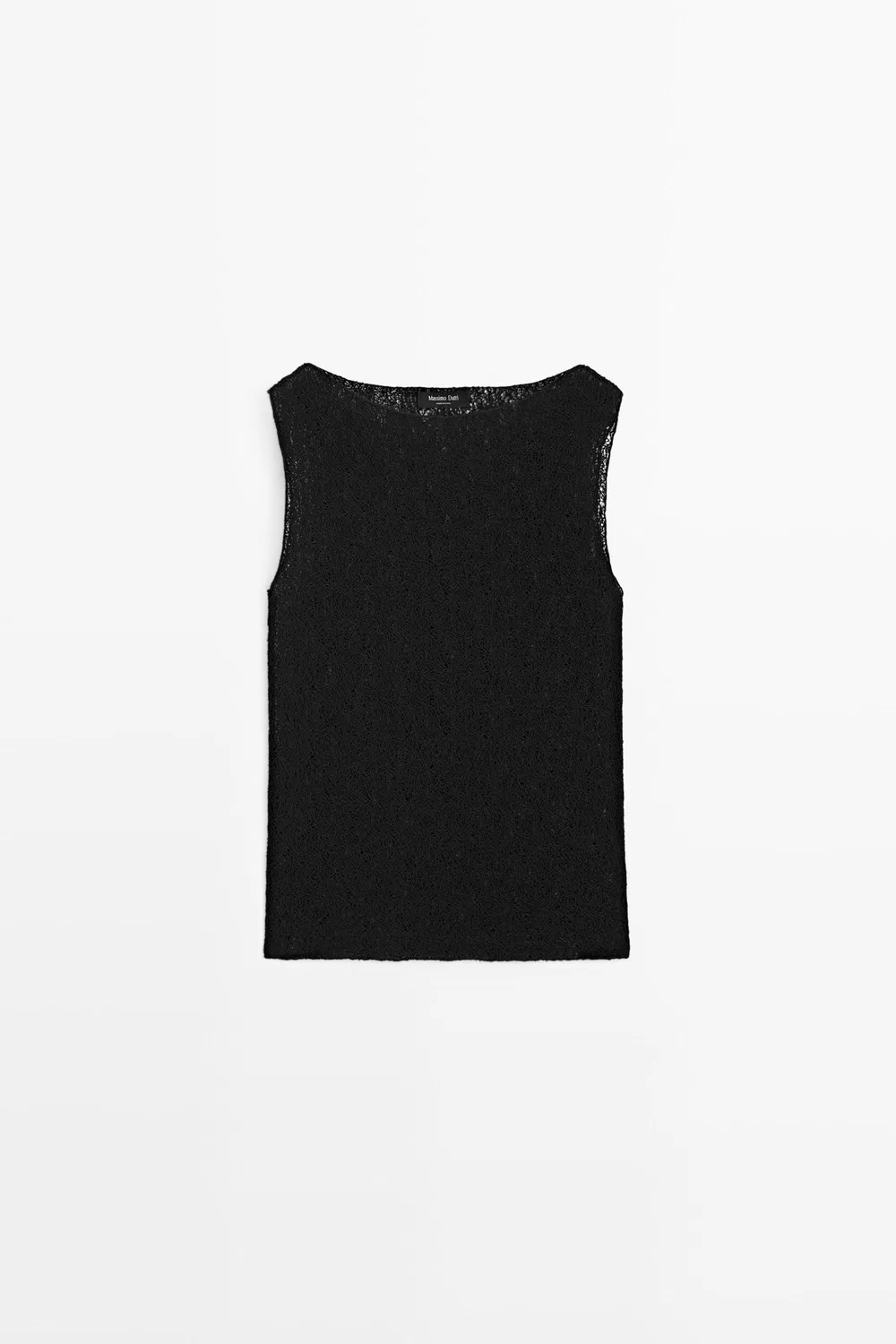 Топ Massimo Dutti Sleeveless Open-Knit, черный — фото 4