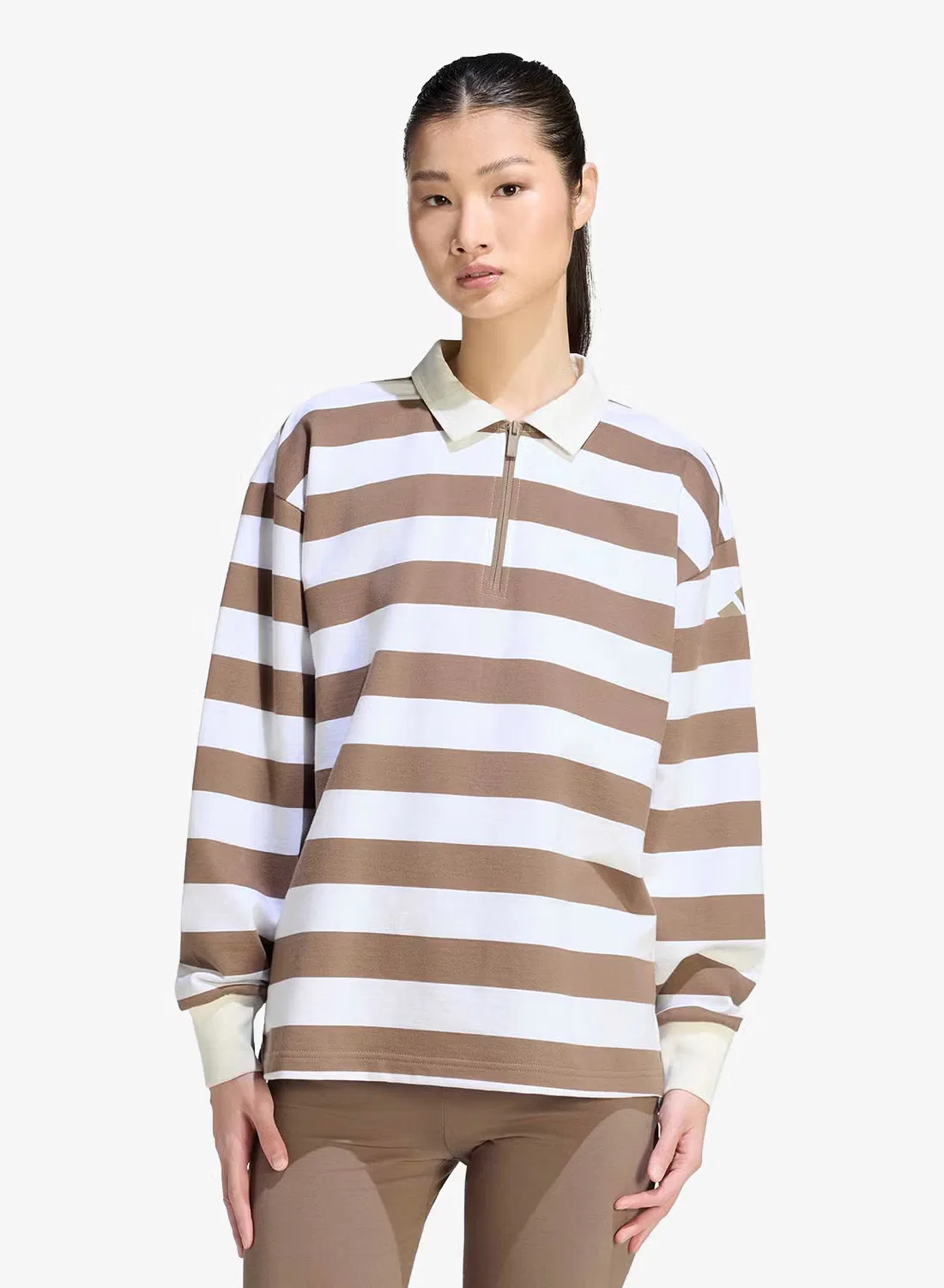 Поло свободного кроя Essential Contemporary French Terry Adidas, хаки