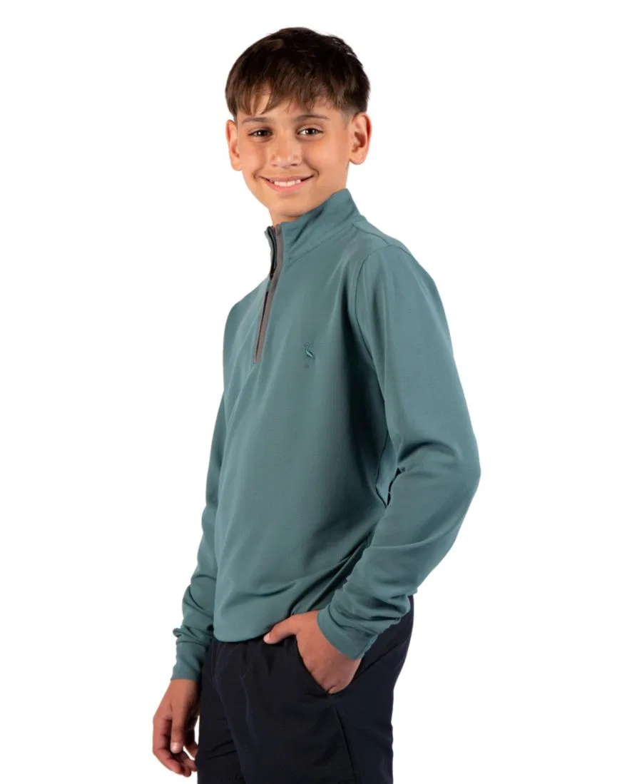 Свитшот с четверть-застежкой Micro Grid Textured Performance Quarter Zip Tailorbyrd, Jade Mist — фото 3