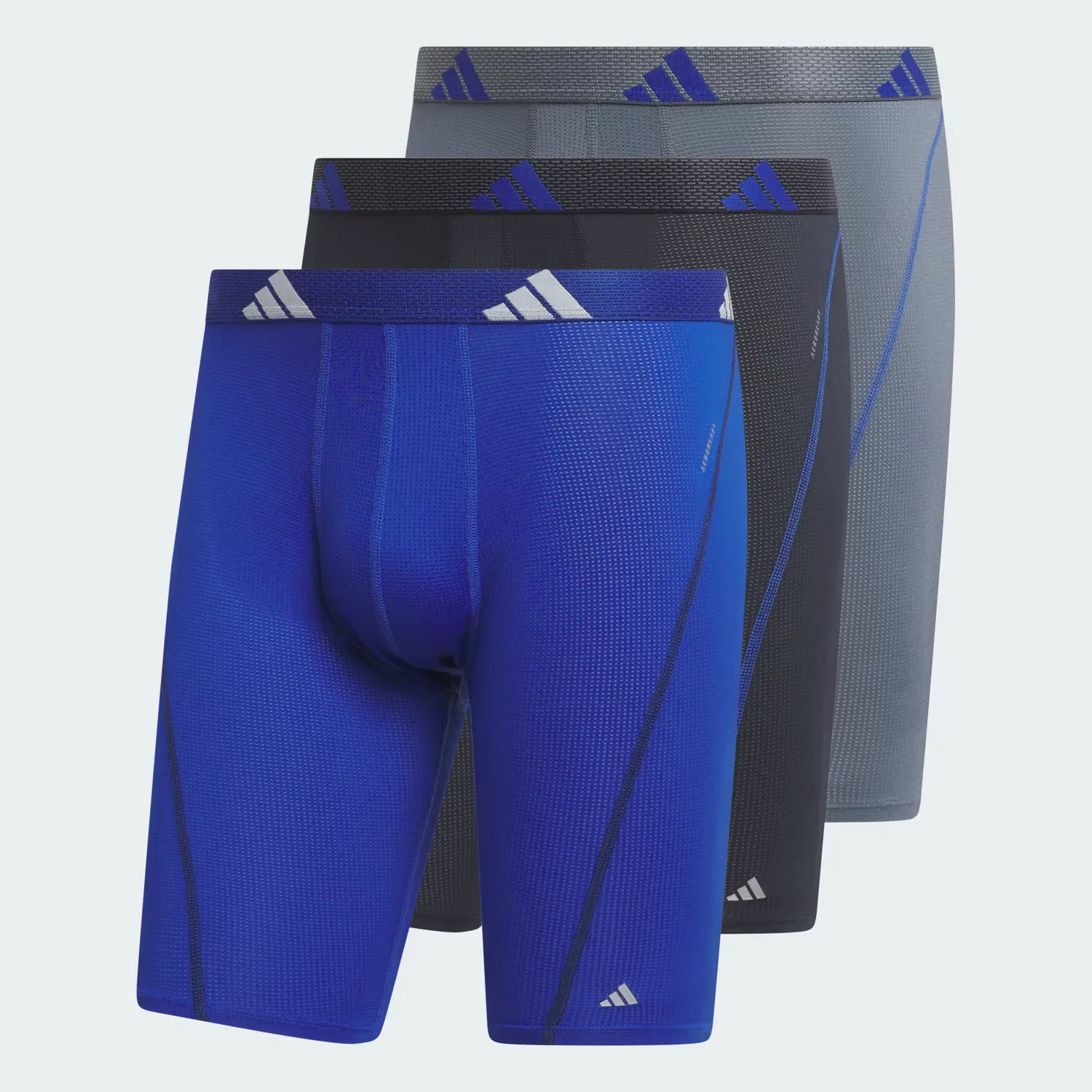 Мужские трусы-боксеры удлиненные, набор из 3 штук, Adidas Performance, Blue/Legend Ink/Onix — фото 4