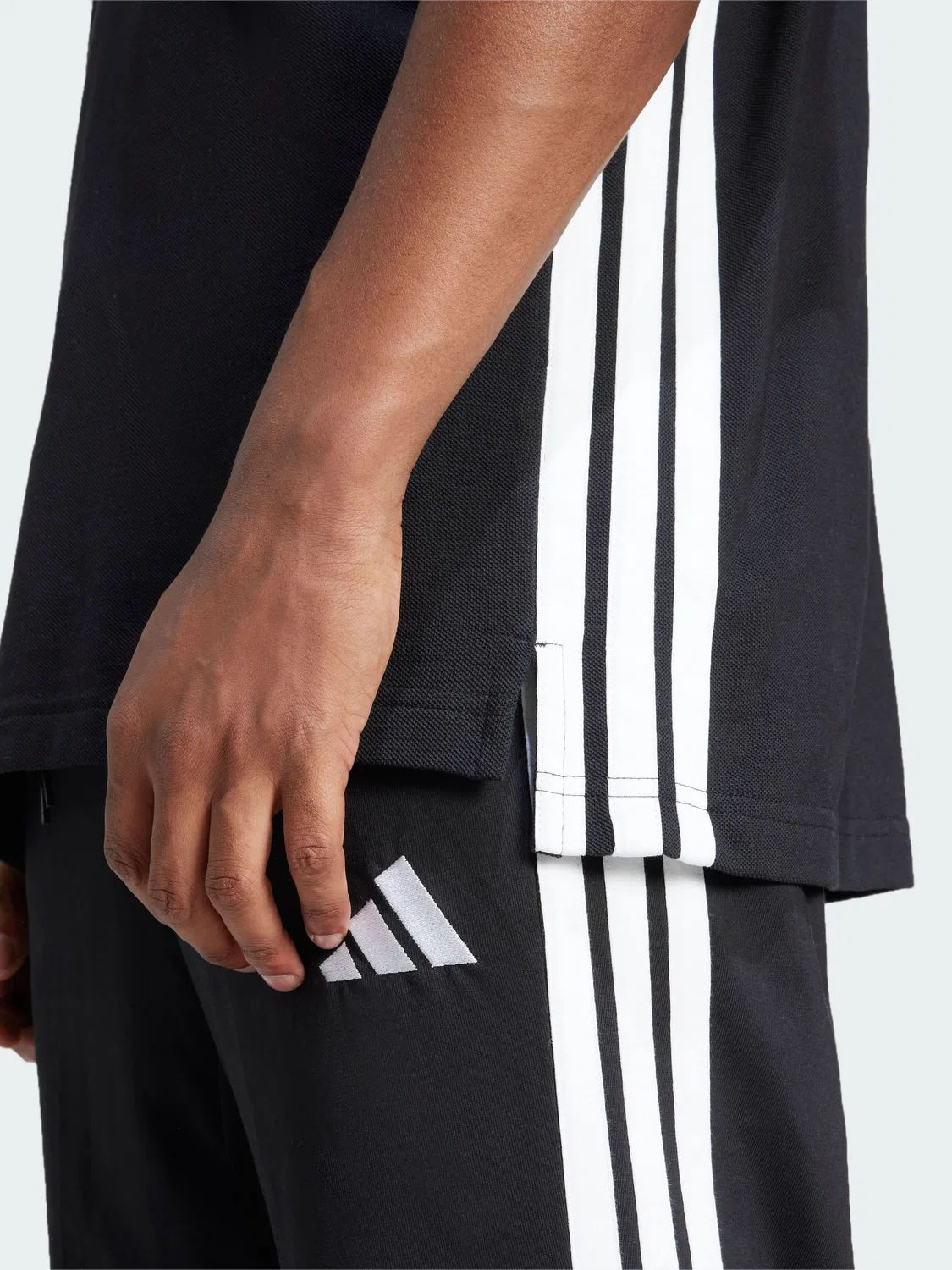 Поло пике, 3-полосные вставки, Essentials adidas, черный — фото 4