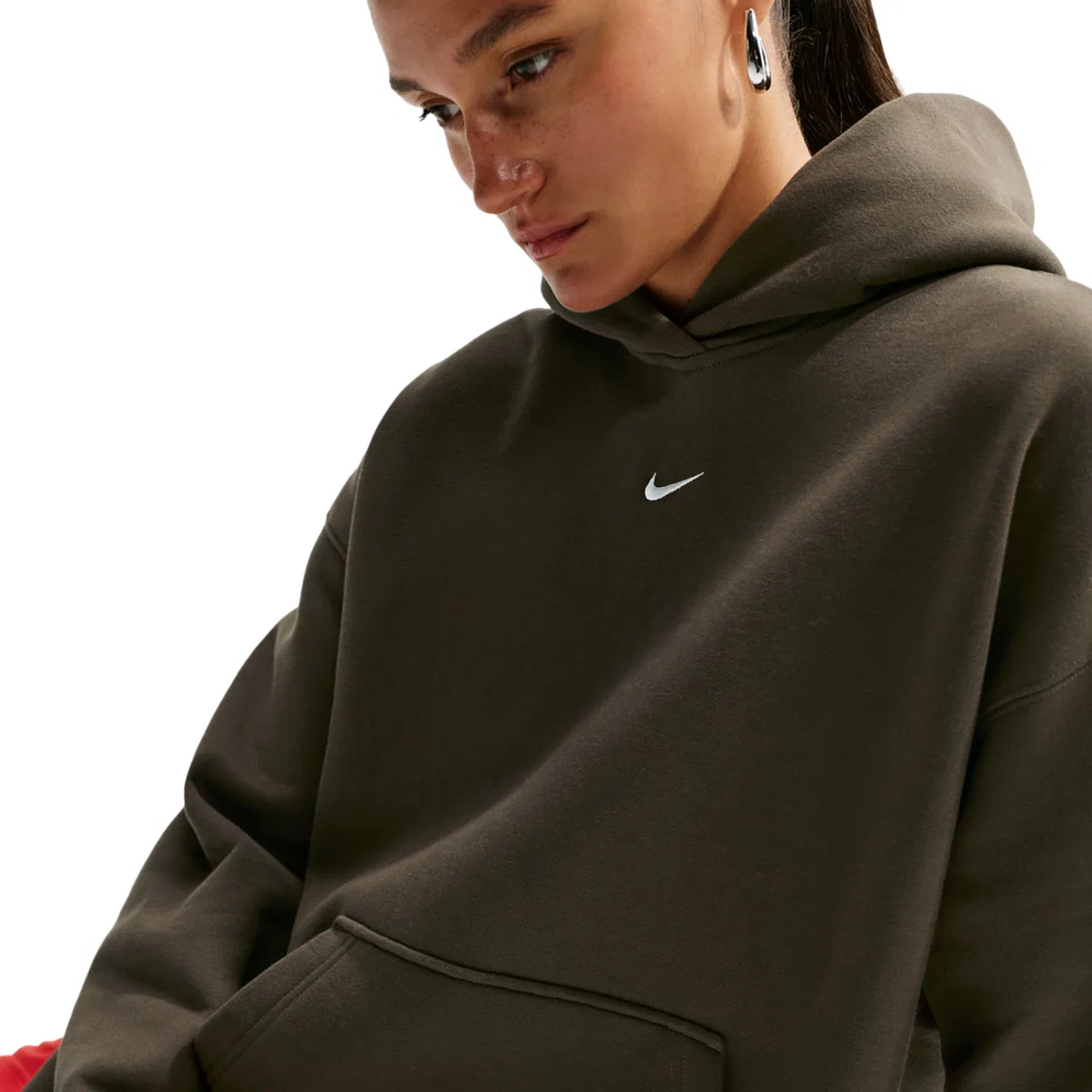 Женское худи оверсайз Nike Studio Fleece Oversized, Dark Hazel/Sail — фото 3