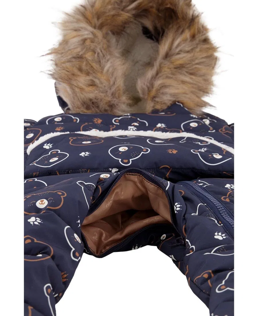 Детский зимний комбинезон-слинг для автокресла с принтом Teddy Bears Deux par Deux, Blue Printed Teddy Bears — фото 4