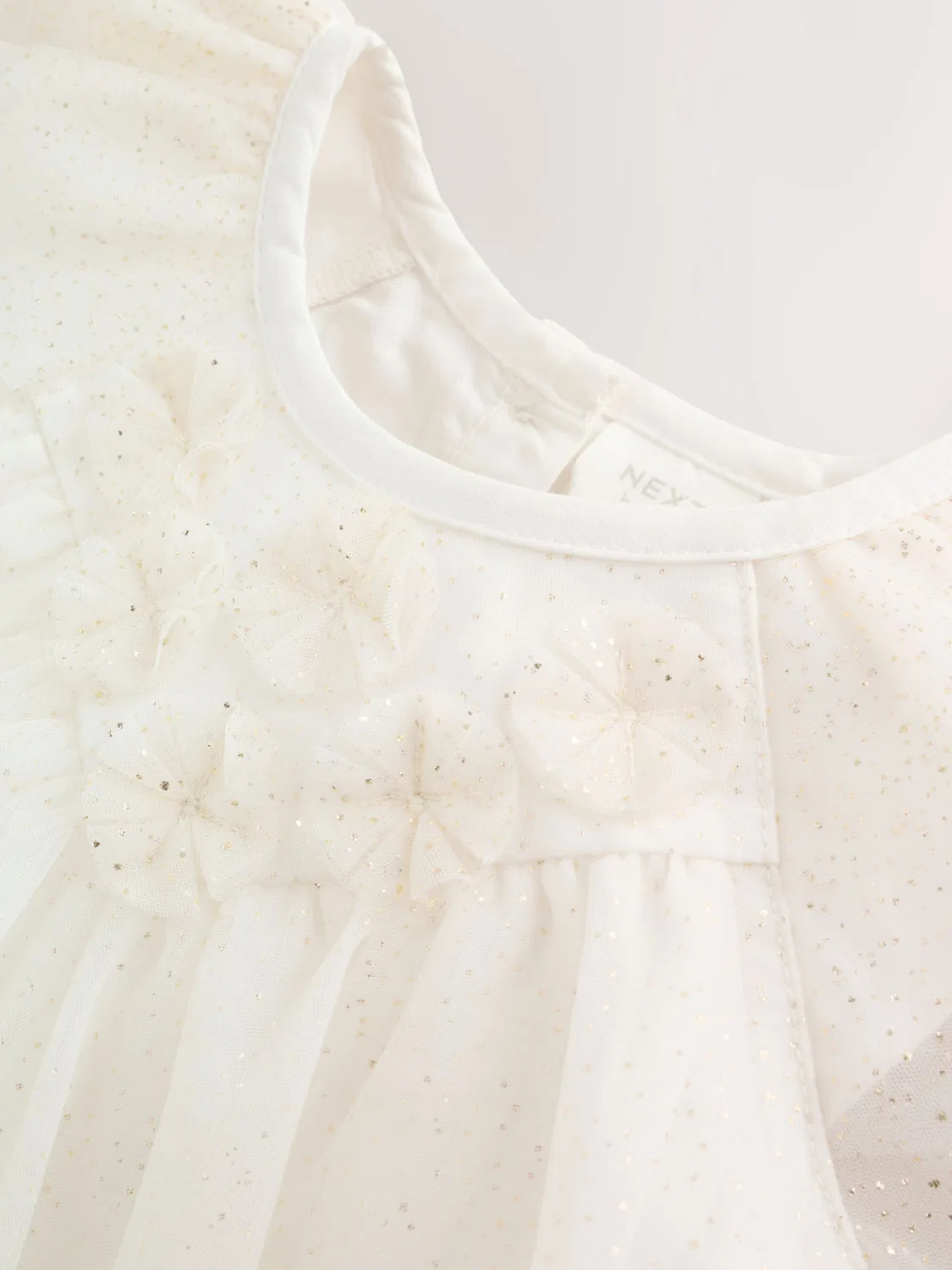 Платье детское из сетки с оборками, White Sparkle Next, белый — фото 4