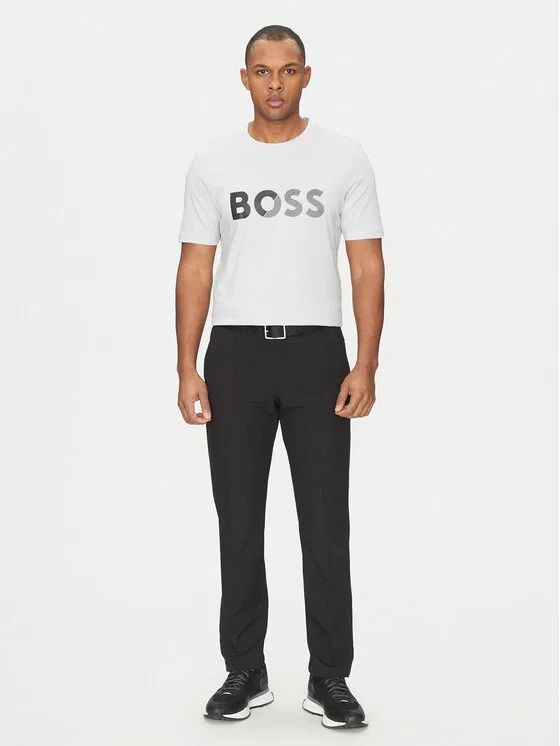 Футболка regular fit Tape Logo Boss, серый — фото 2