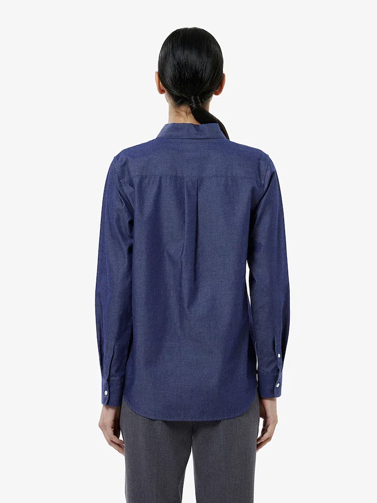 Рубашка женская LACOSTE из денима, Regular Fit, длинный рукав, голубой — фото 3