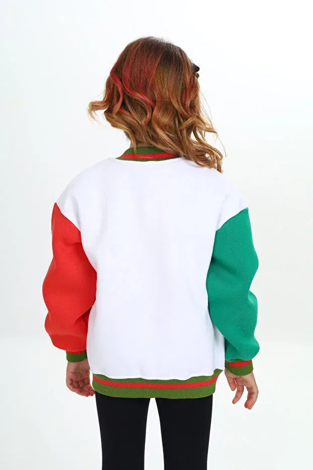 Детская куртка для девочек с длинным рукавом Three-Thread pocket college jackets My Kids Wear, White — фото 4