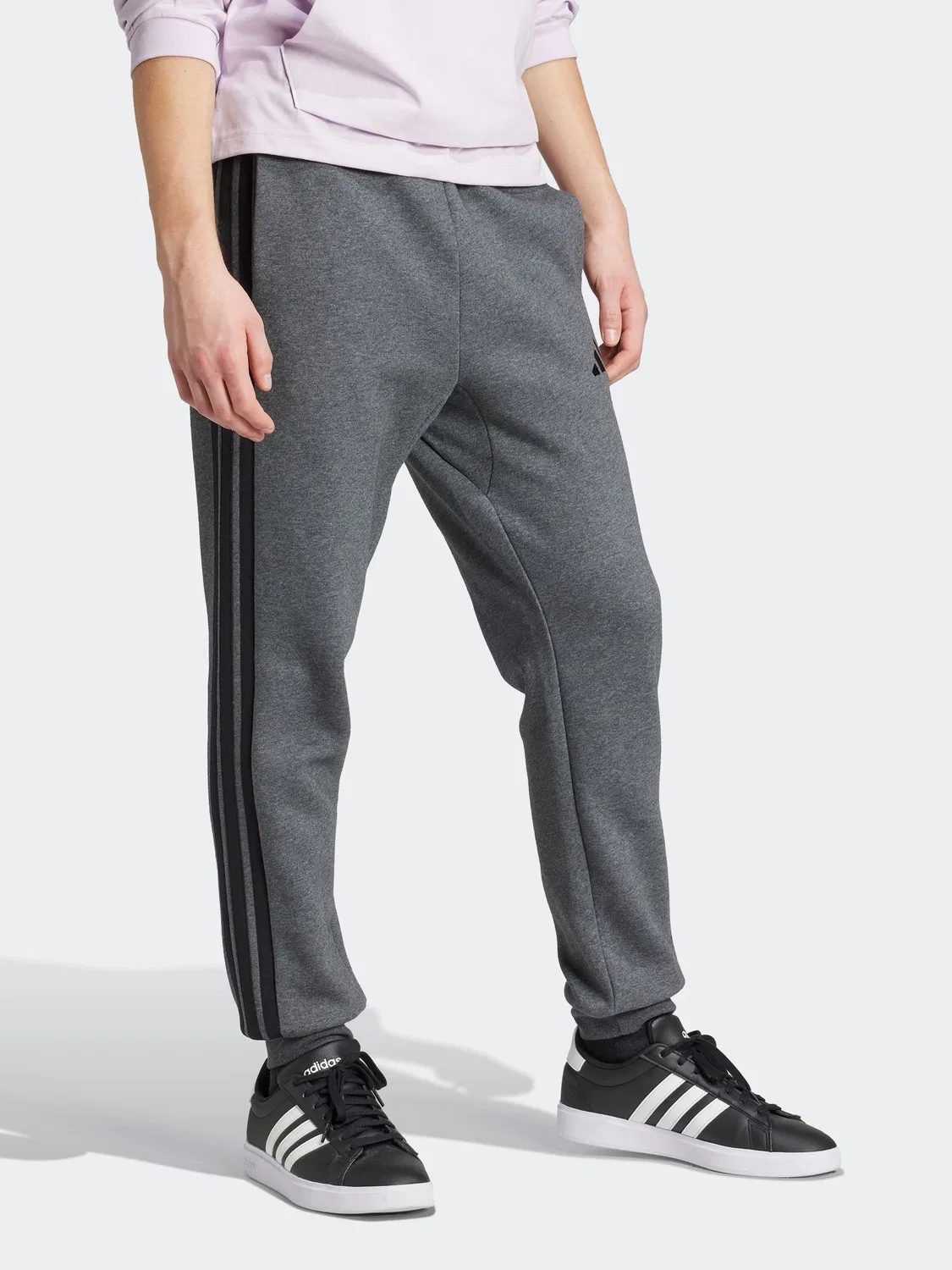 Джоггеры флисовые с лампасами adidas Essential, темно-серый — фото 3
