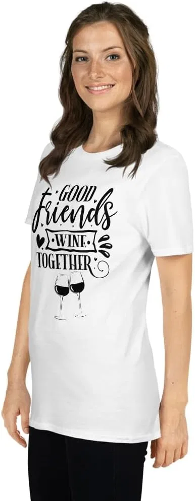 Мужская футболка с принтом Good Friends Wine Together 64000 Unisex Softstyle T-Shirt, White — фото 4