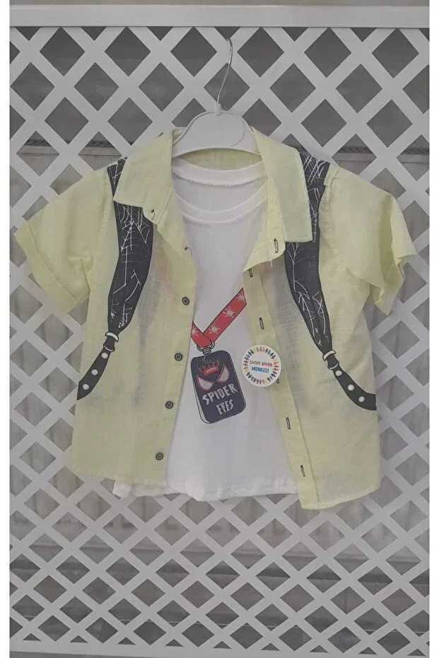 Детский комплект рубашки и футболки для мальчиков Slim Fit Çocuk Giyim Merkezi, Yellow