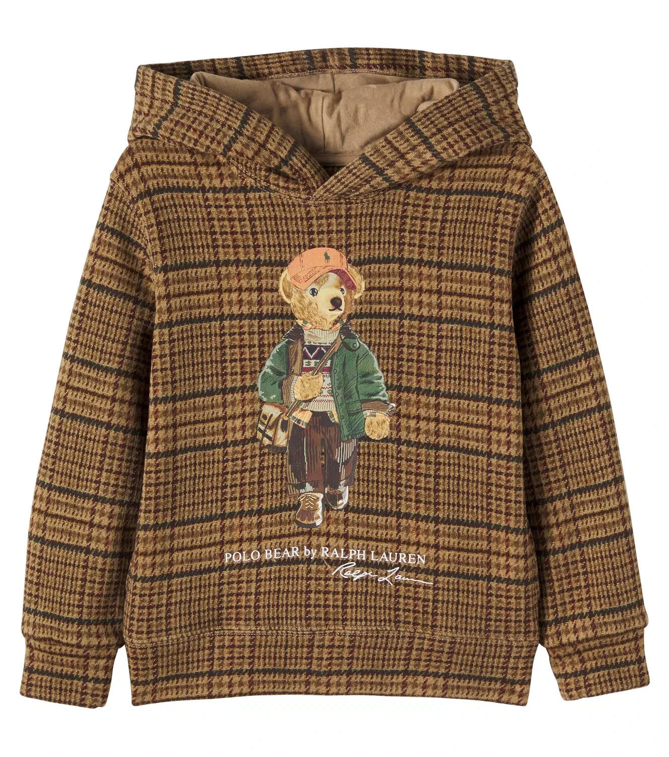 Свитшот с капюшоном Polo Bear хлопковый Polo Ralph Lauren Kids, коричневый