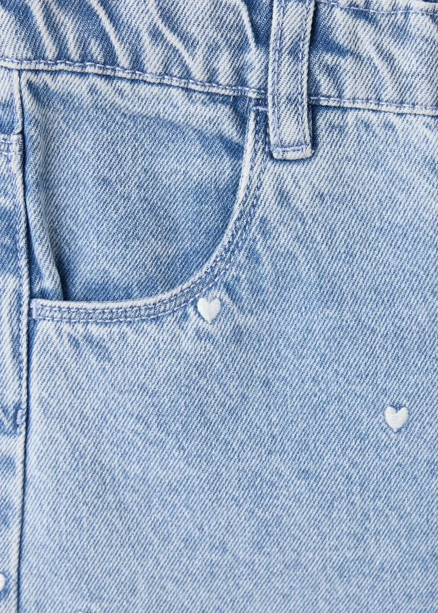 Детские джинсы MANGO KIDS с широкими штанинами 'CUORE' светло-голубого цвета — фото 4