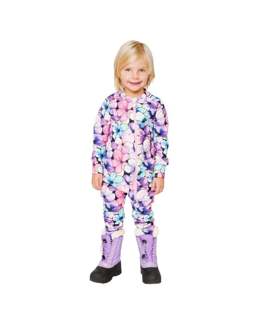 Термобелье комбинезон с цветочным принтом Deux par Deux, Purple Floral Print — фото 2