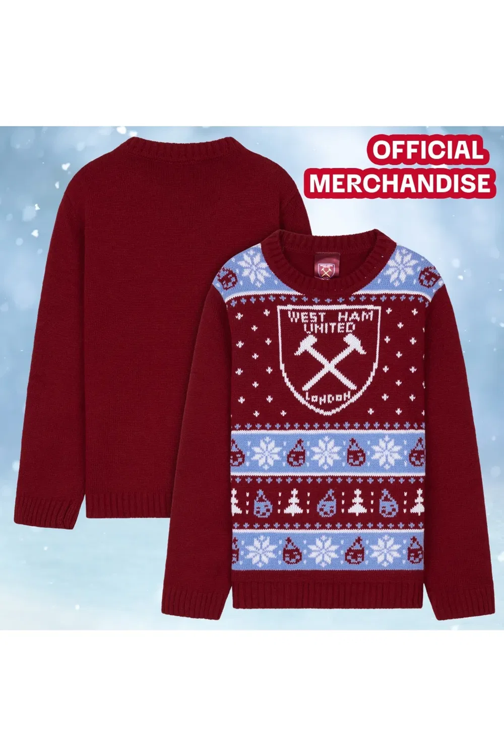 Рождественский джемпер с круглым вырезом West Ham United Fc, Red — фото 4