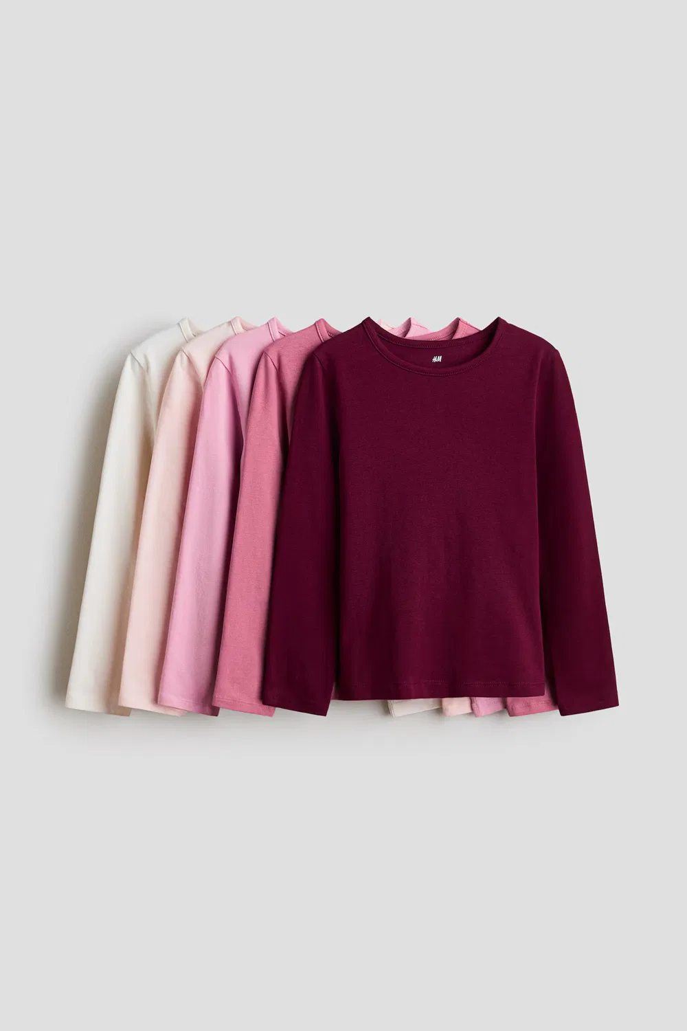 Набор из 5 рубашек с длинными рукавами H&M, Dunkelrot/Rosa/Cremefarben