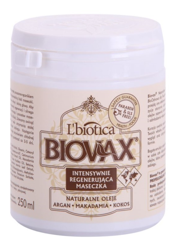 

Восстанавливающая маска для идеального внешнего вида волос L’biotica Biovax Natural Oil
