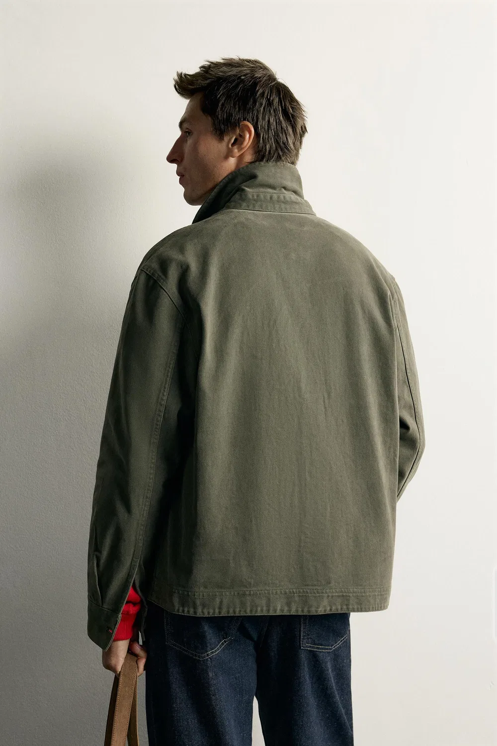 Рубашка свободного кроя с карманами. ZARA, Khaki — фото 3