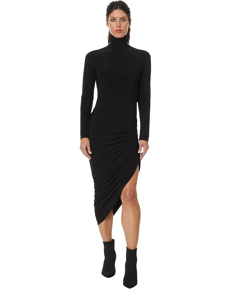 

Платье Norma Kamali Long Sleeve Turtleneck Side Drape Dress To Midcalf, черный