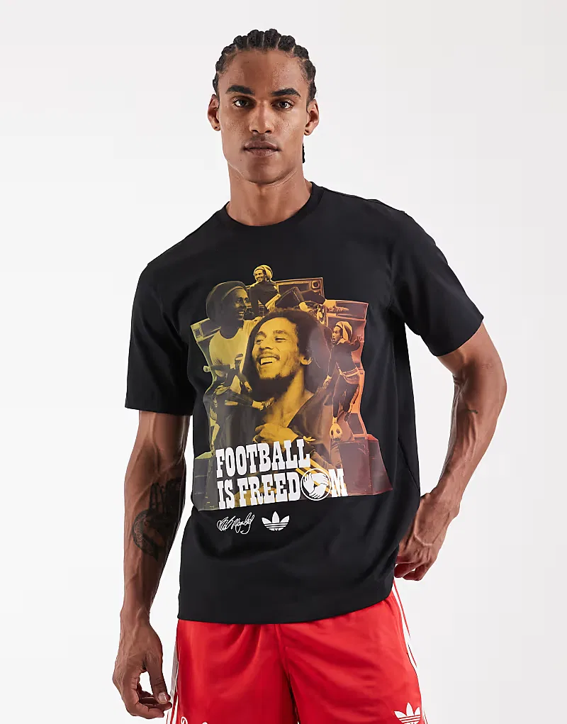 Футболка Adidas Originals с графическим принтом Боба Марли, черный