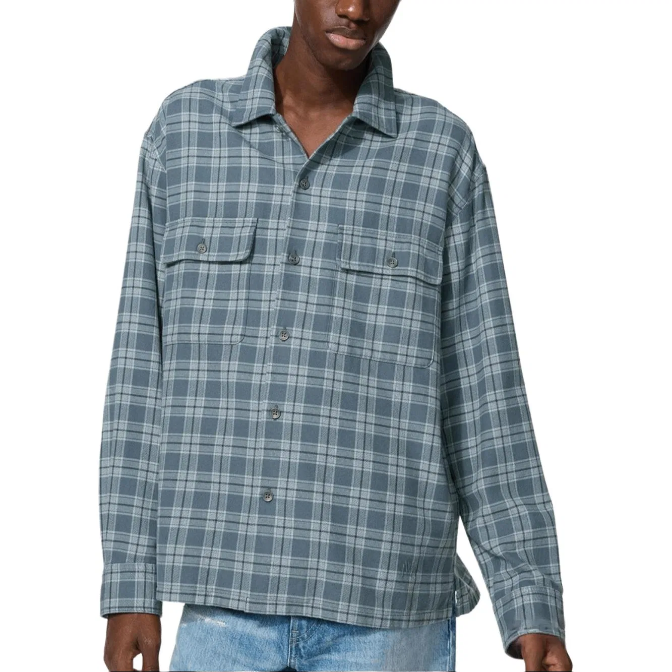 Мужская рубашка с воротником прямого кроя JWANDERSON Unisex 65 Royal Blue, UNIQLO, Royal Blue