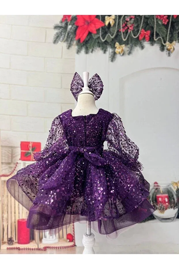 Детское платье для девочек с длинным рукавом Nissa, Purple — фото 4