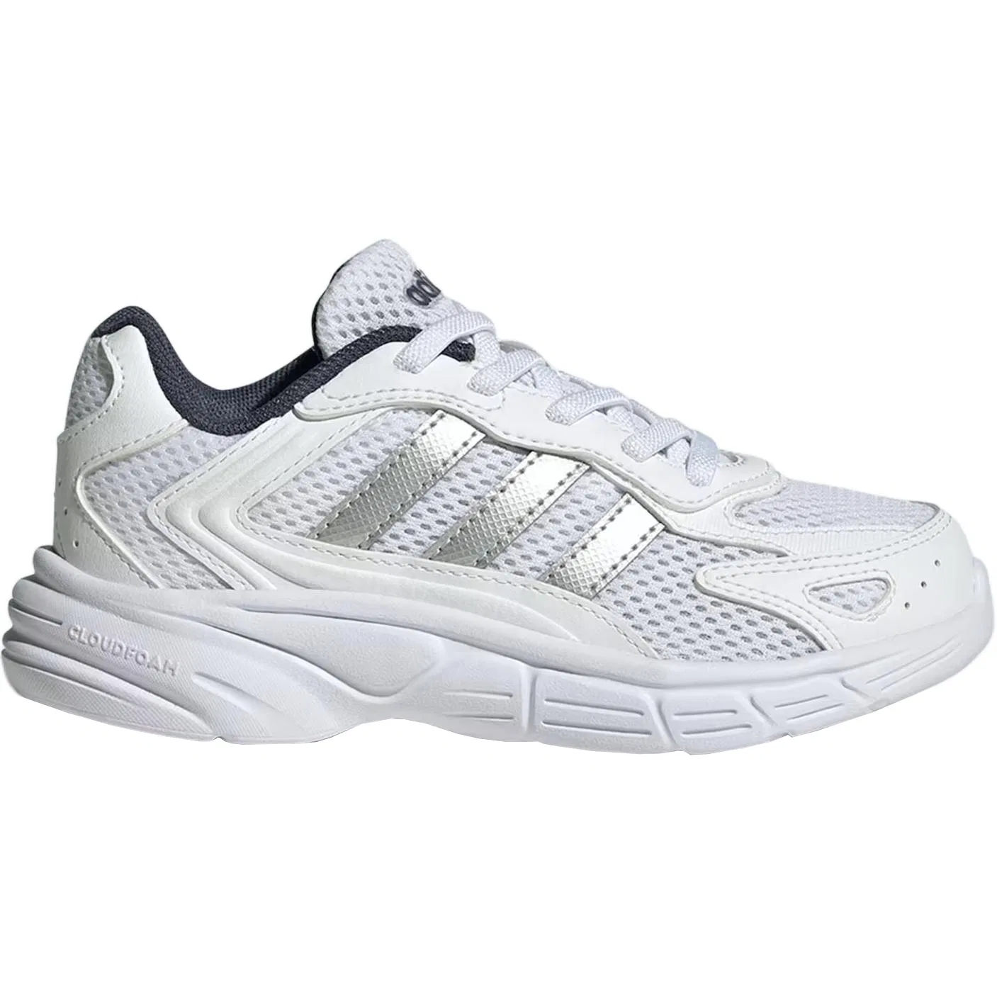 Детские кроссовки для бега с сетчатым верхом Adidas, Cloud White/Silver/Marine Blue — фото 3