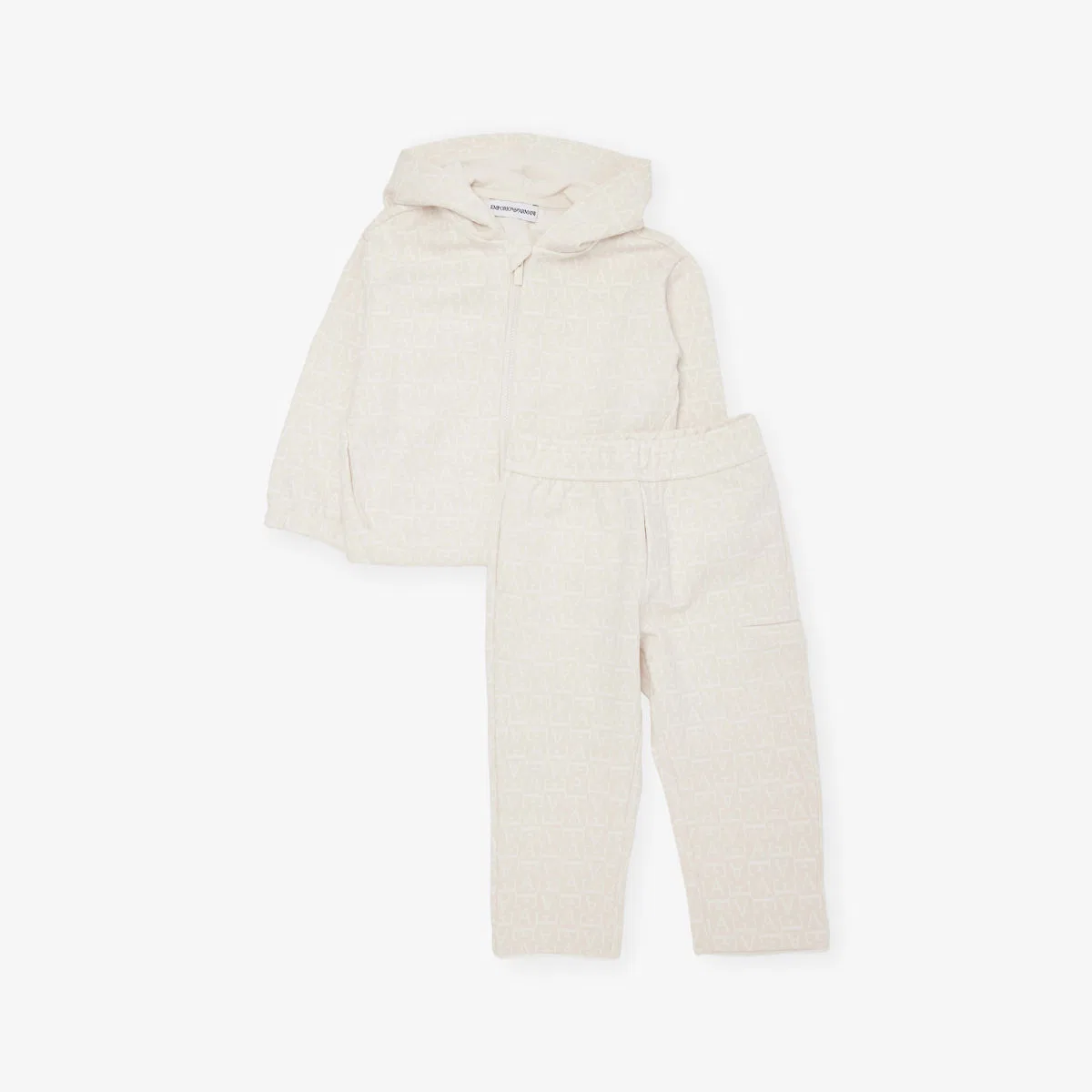 Хлопковый спортивный костюм с капюшоном и монограммой, размер 4-16 лет Emporio Armani, белый