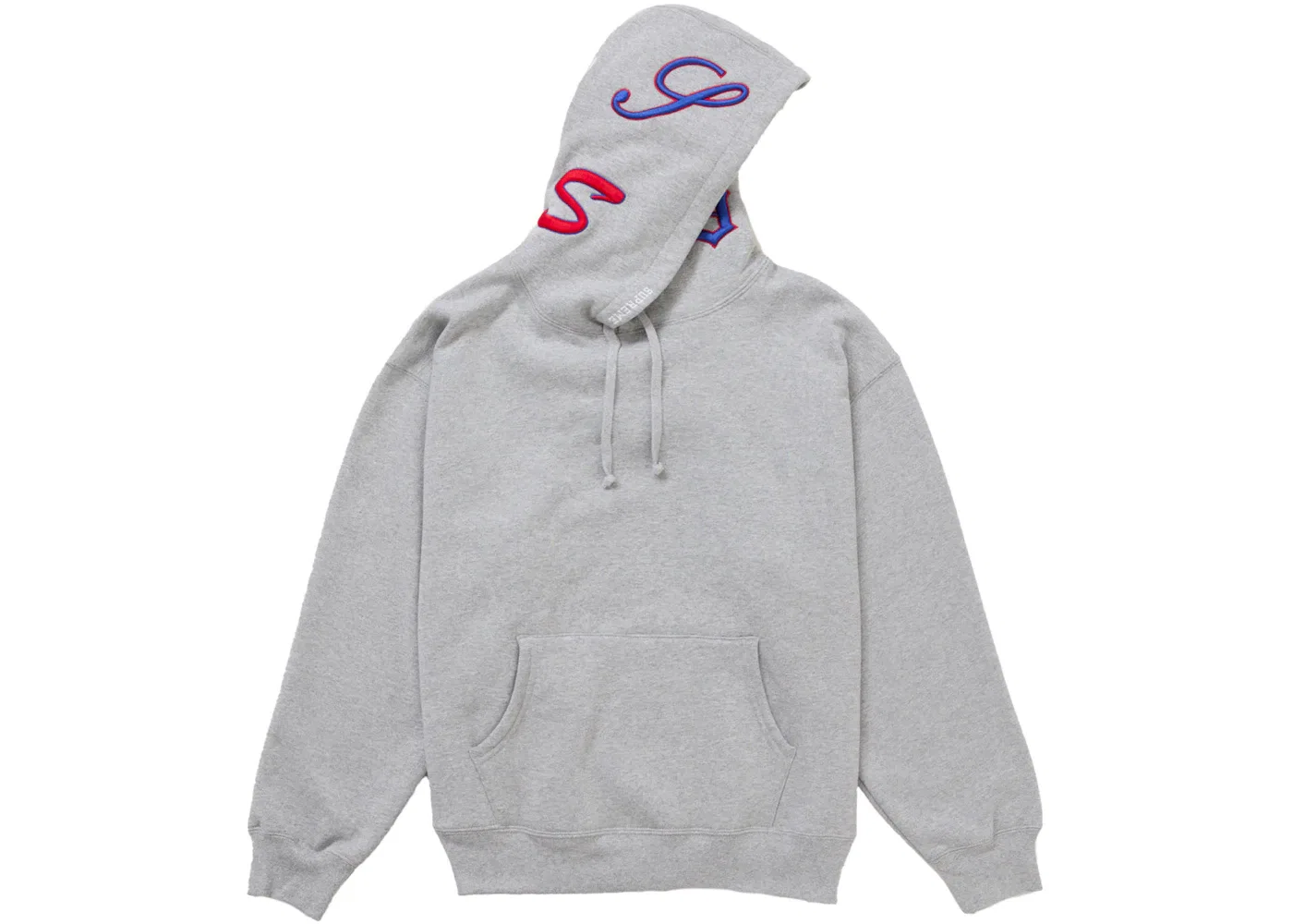 Мужской худи с капюшоном с принтом Supreme Multi S Logo Sweatshirt, Heather Grey — фото 3