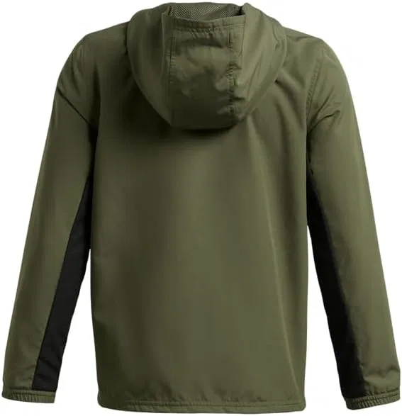 Куртка мальчиковая Under Armour Rival Woven, цвет Marine Od Green / Black / Black — фото 2