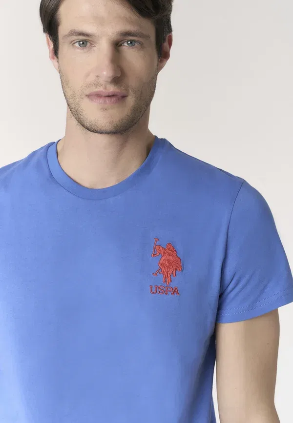 Футболка хлопковая print t-shirt U.S. Polo Assn., Blu, синий — фото 4