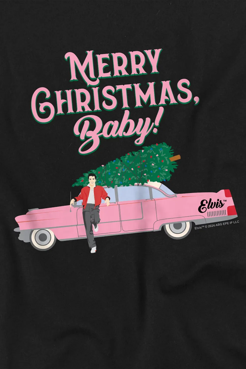 Детская футболка с принтом Merry Christmas Baby Elvis Presley, Black — фото 2