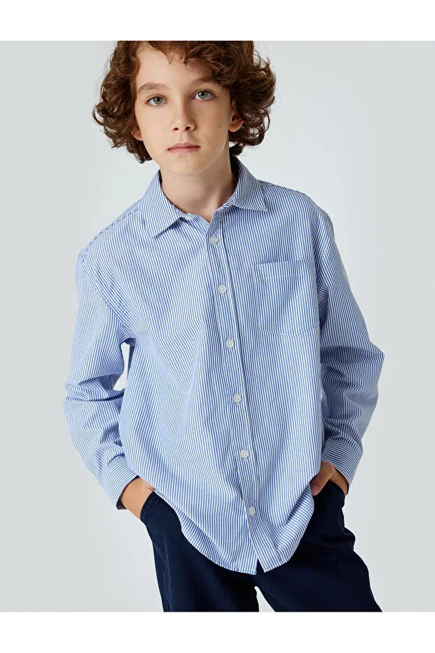Детское для мальчиков рубашка с длинным рукавом Koton, Blue Striped