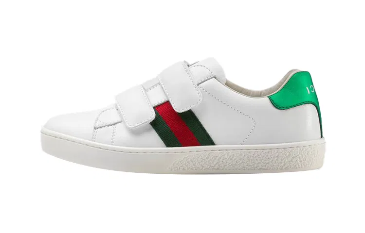 Детские кожаные кроссовки с принтом Interlocking G, GUCCI, White